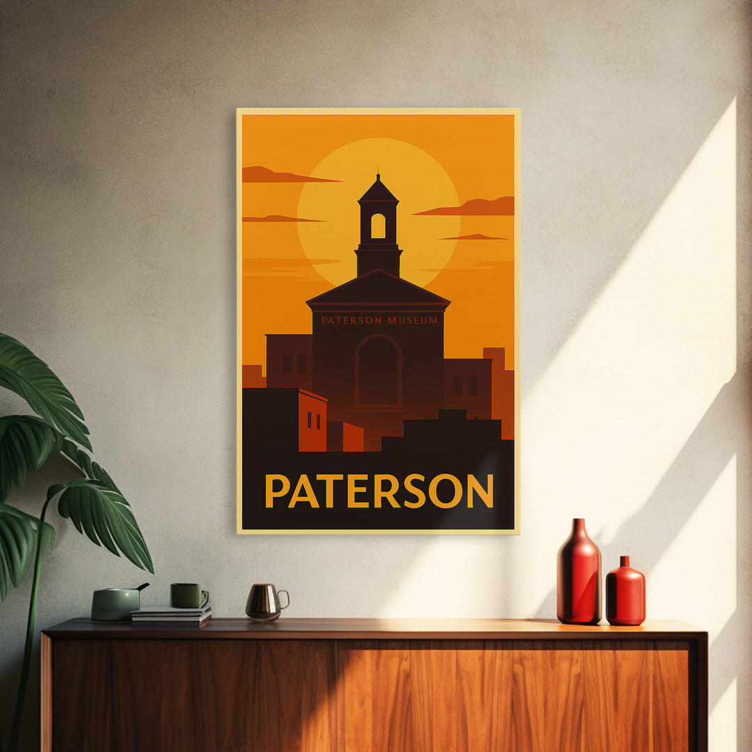 Paterson Travel Poster, Canvas Print, Gold Art Deco Poster Art, Paterson Travel Art, Home Office Decor, Retro Travel Print, Wall Art