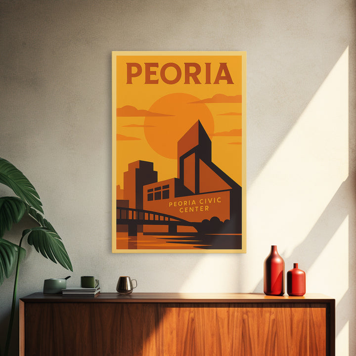 Peoria Arizona Travel Poster, Canvas Print, Golden Poster Art, Peoria Poster Print, Retro Travel Print, City Travel Prints, Travel Decor
