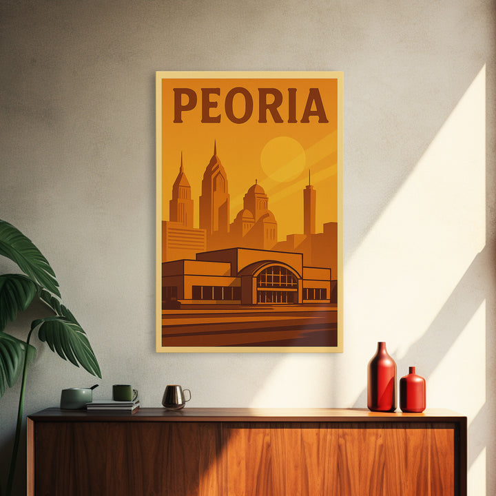Peoria Travel Poster, Canvas Print, Vintage Deco Wall Art, Peoria City Art, Retro Travel Print, City Art Print, City Travel Prints