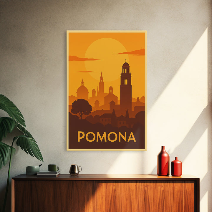 Pomona Travel Poster, Canvas Print, Gold Art Deco Poster Art, Pomona Poster Print, Mid Century Wall Art, Living Room Wall Art, Design 2