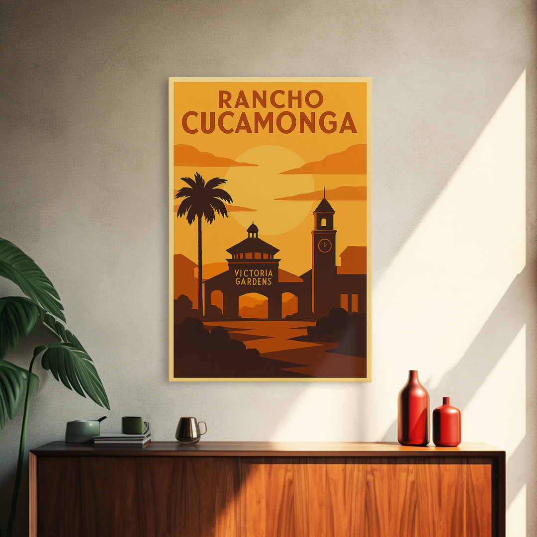 Rancho Cucamonga California Travel Poster, Canvas Print, Gold Art Deco Poster Art, Rancho Cucamonga Art Print, Modern Wall Decor, Home Decor