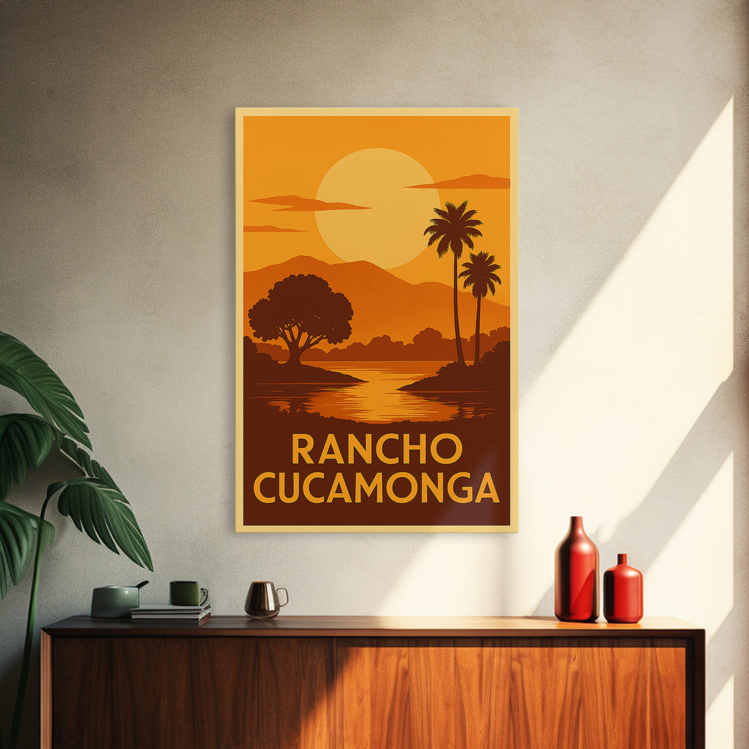 Rancho Cucamonga Travel Poster, Canvas Print, Gold Art Deco Poster Art, Rancho Cucamonga Wall Art, Travel Wall Decor, Home Office Decor
