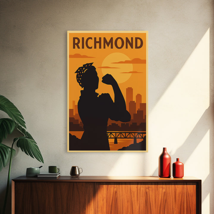 Richmond Virginia Travel Poster, Canvas Print, Golden Travel Poster Art, Richmond Wall Art, Travel Art Print, Travel Poster Art, Wall Art
