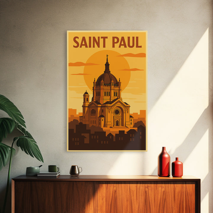 Saint Paul Minnesota Travel Poster, Canvas Print, Gold Art Deco Poster Art, Saint Paul Art Print, City Illustration, Eclectic Wall Decor