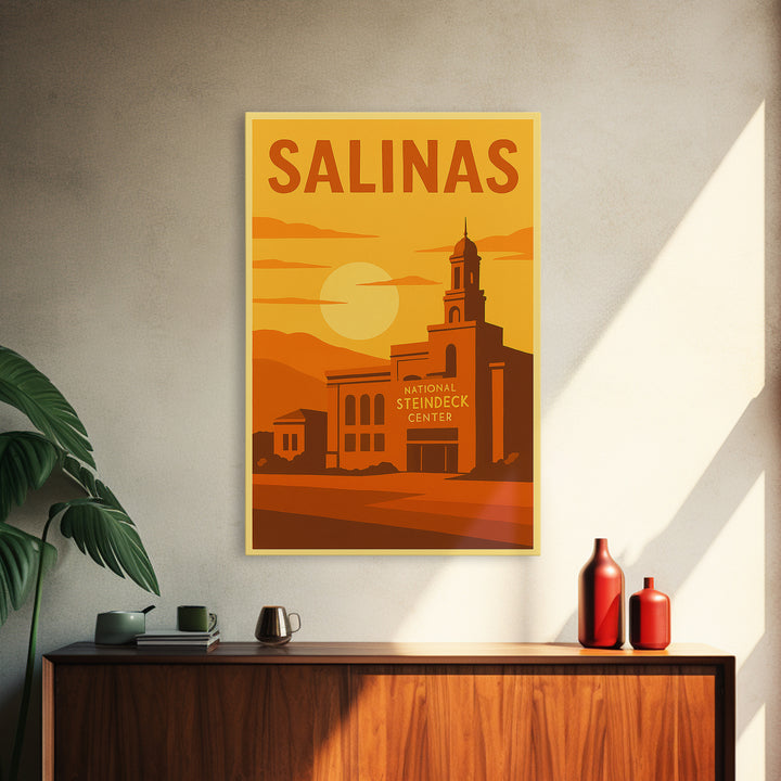 Salinas California Travel Poster, Framed Canvas Print, Gold Art Deco Poster Art, Salinas Art Print, Vintage City Poster, City Travel Prints