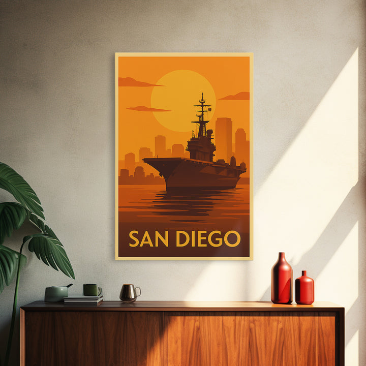 San Diego Travel Poster, Canvas Print, Gold Art Deco Poster Art, San Diego Wall Art, Fine Art Print, Vintage City Poster, City Art Print