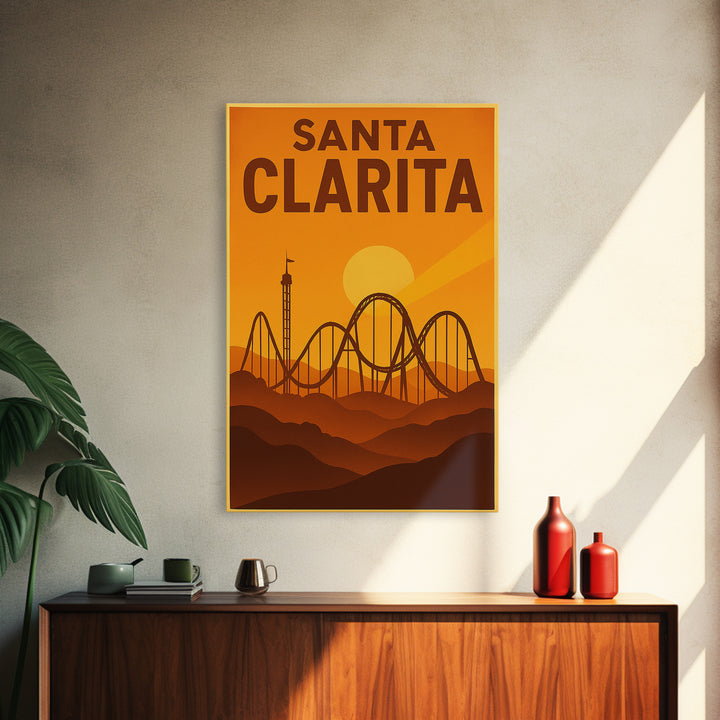 Santa Clarita California Travel Poster, Canvas Print, Golden Poster Art, Santa Clarita Travel Art, Vintage Travel Art, Vintage City Art