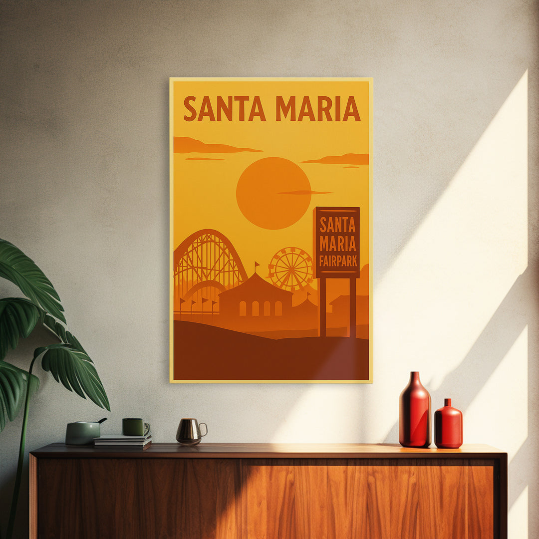 Santa Maria California Travel Poster, Canvas Print, Golden Travel Poster Art, Santa Maria Wall Art, Travel Poster Art, City Travel Prints