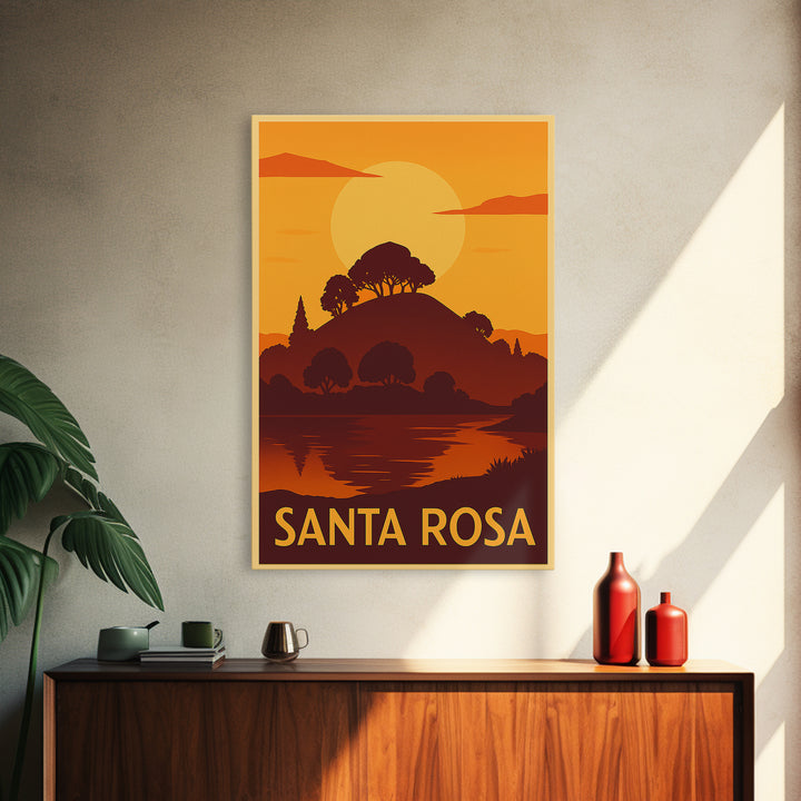 Santa Rosa Travel Poster, Canvas Print, Golden Travel Poster Art, Santa Rosa Wall Art, Gift For Travelers, Travel Wall Decor, Wall Art