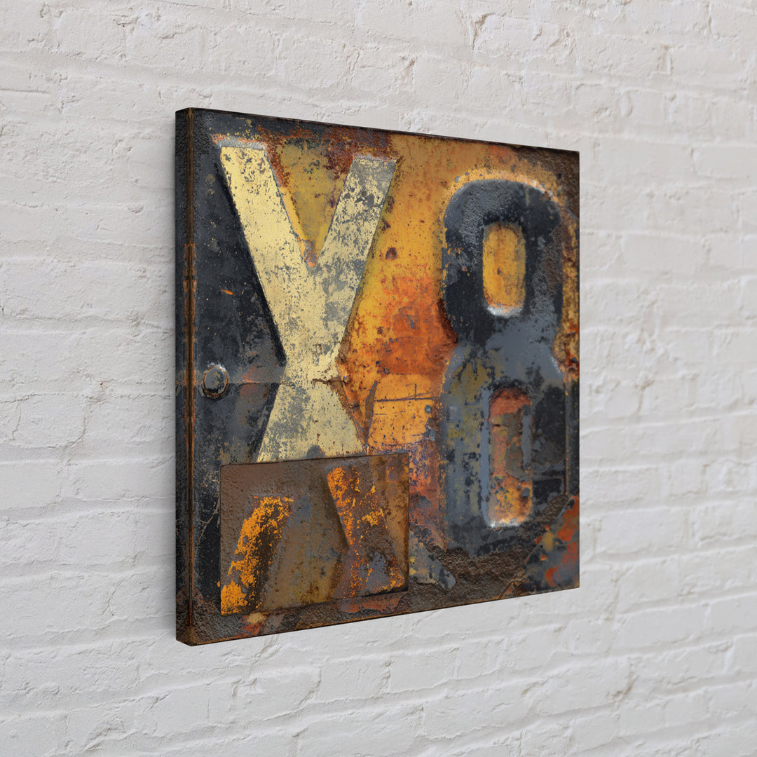 Rusty License Plate Collage Framed Canvas Print, Garage Art, Gallery Decor, Garage Decor, Fine Art, Motor, Contemporary Art, GAR-1x1-32