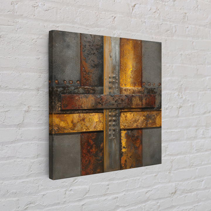 Steel and Rust Texture Abstract Panel Framed Canvas Print, Garage Art, Garage Decor, Abstract Art, Motor, Art Print, Room Decor, GAR-1x1-71