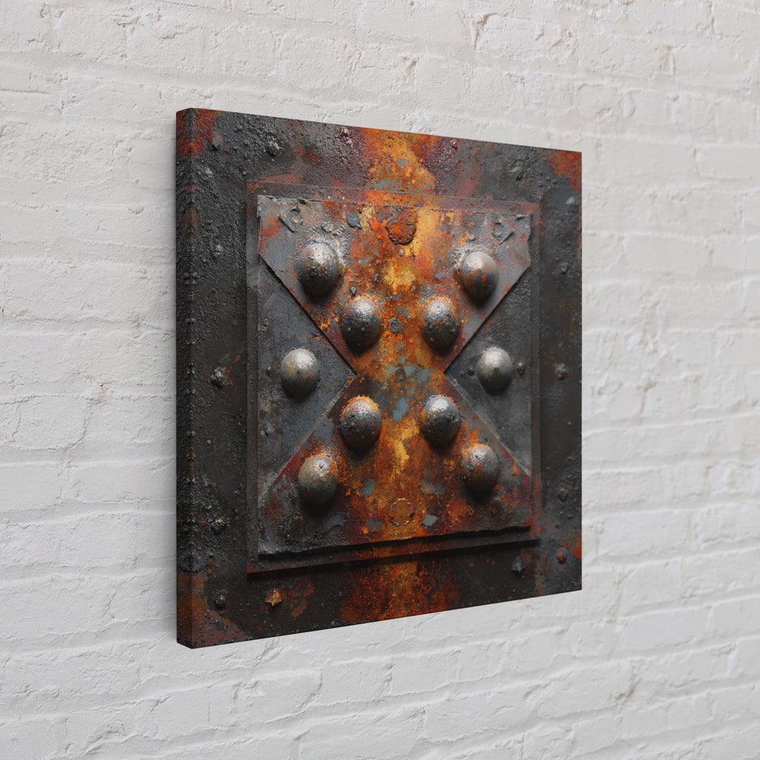 Steel and Rust Texture Abstract Panel Canvas Print, Garage Art, Neutral Decor, Garage Decor, Abstract Art, Motor, Wall Art, GAR-1x1-95
