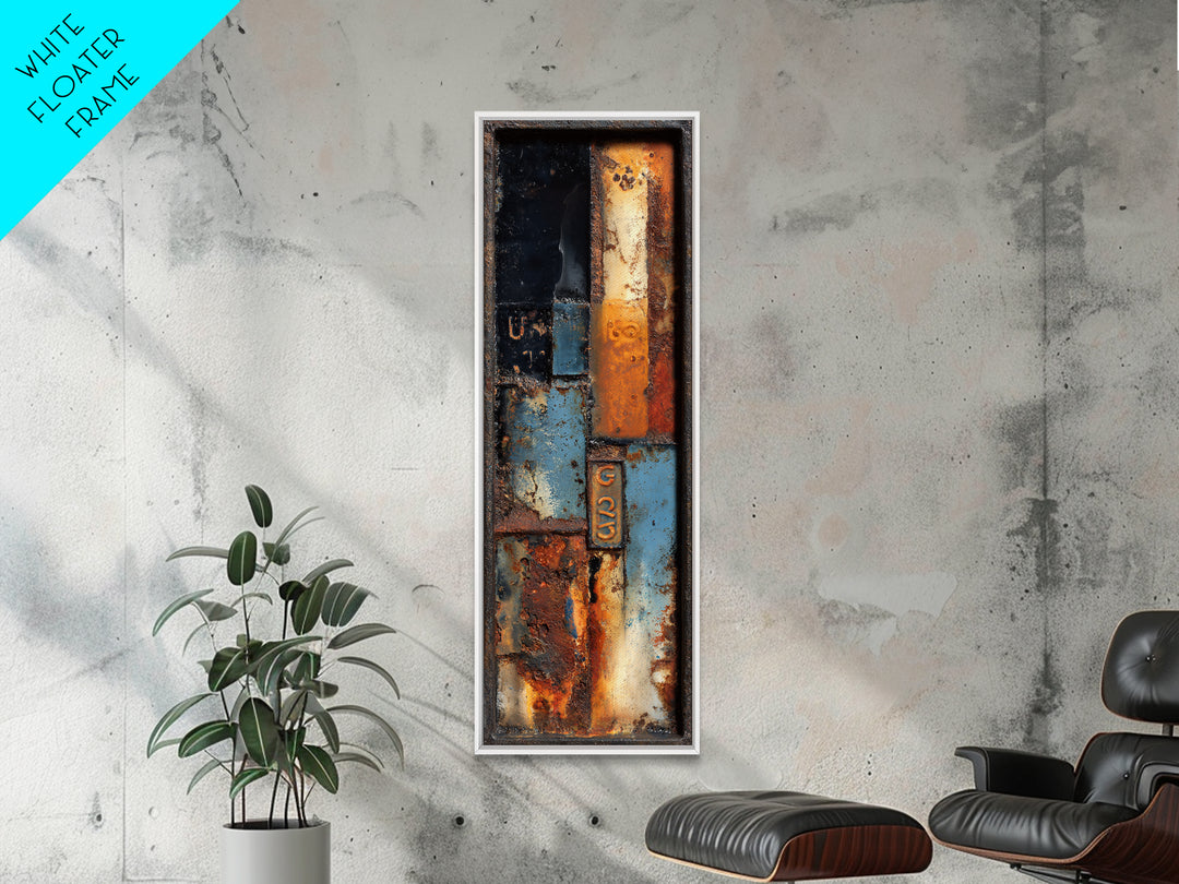 Rusty License Plate Collage Framed Canvas Print, Garage Art, Luxury Decor, Garage Decor, Fine Art, Motor, Large Wall Art, GAR-1x3-20