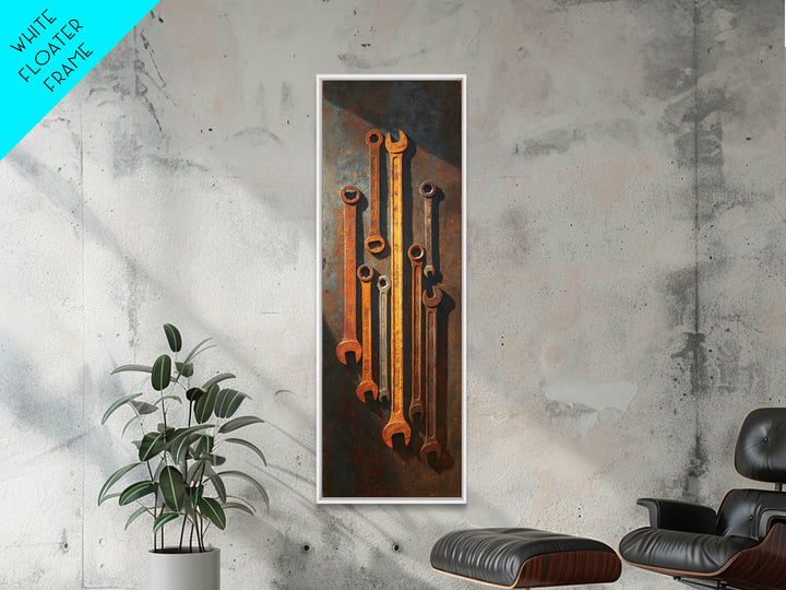 Garage Tool Silhouettes Arranged as Graphic Icons Framed Canvas Print, Garage Art, Fathers Day Art, Garage Decor, Motor, GAR-1x3-50