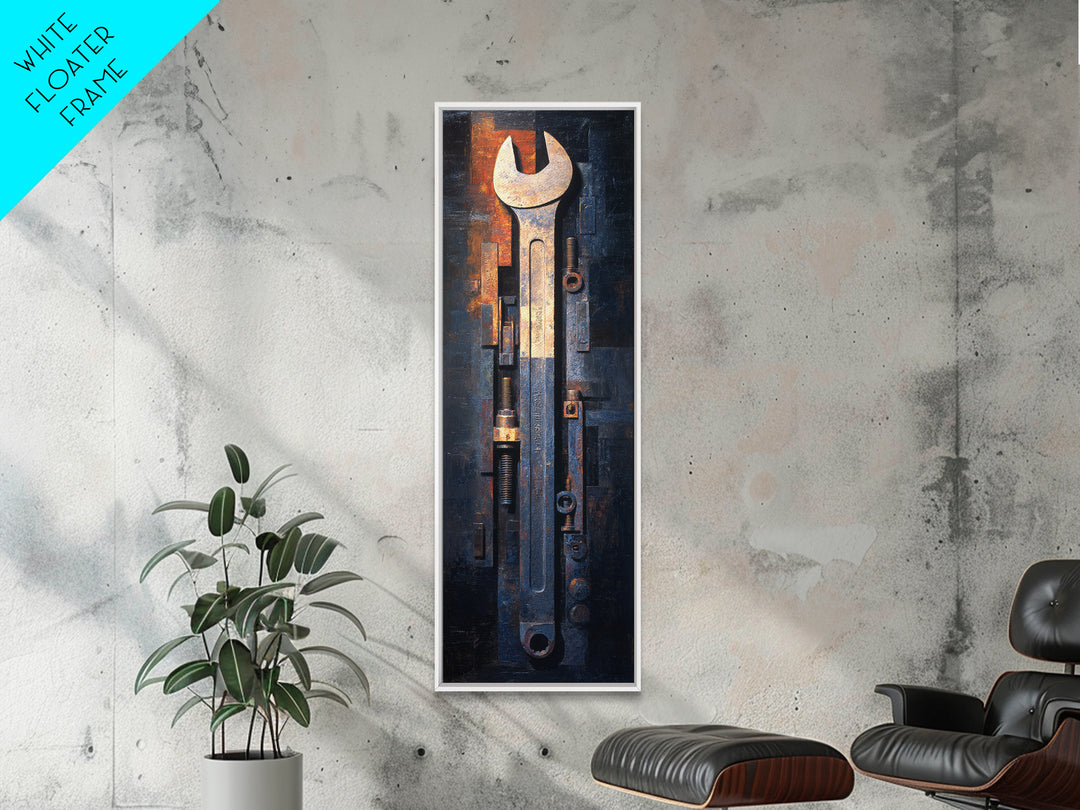 Wrench and Bolts Arranged Like Old Master Framed Canvas Print, Garage Art, Automotive Decor, Garage Decor, Oil Painting, Motor, GAR-1x3-54