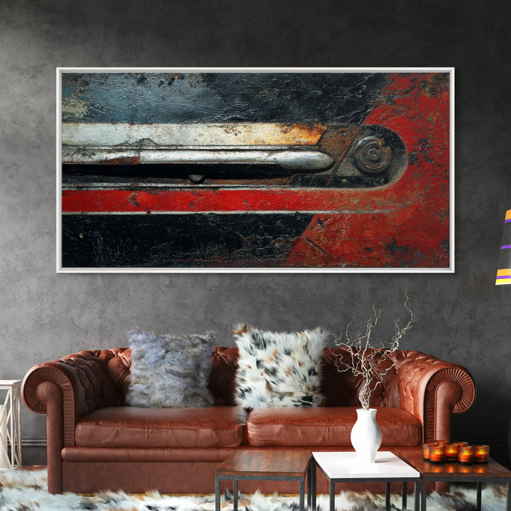 Black and Red Racing Stripe Abstraction Framed Canvas Print, Garage Art, Luxury Decor, Garage Decor, Abstract Art, Motor, GAR-2x1-8