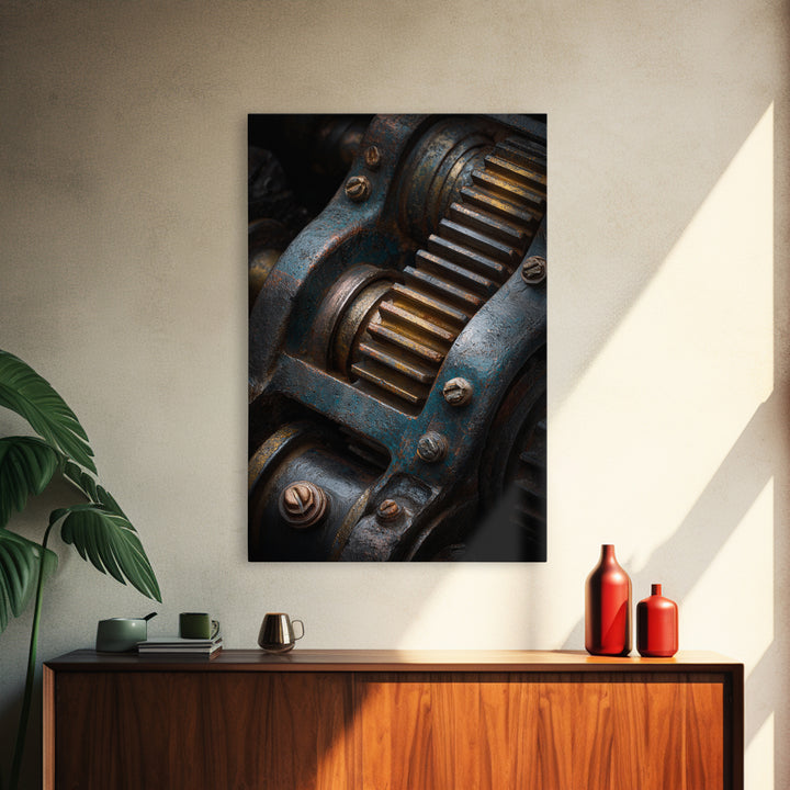 Camshaft and Gears Industrial Still Life Canvas Print, Garage Art, Art Print, Garage Decor, Fine Art, Motor, Canvas Wall Art, GAR-2x3-23