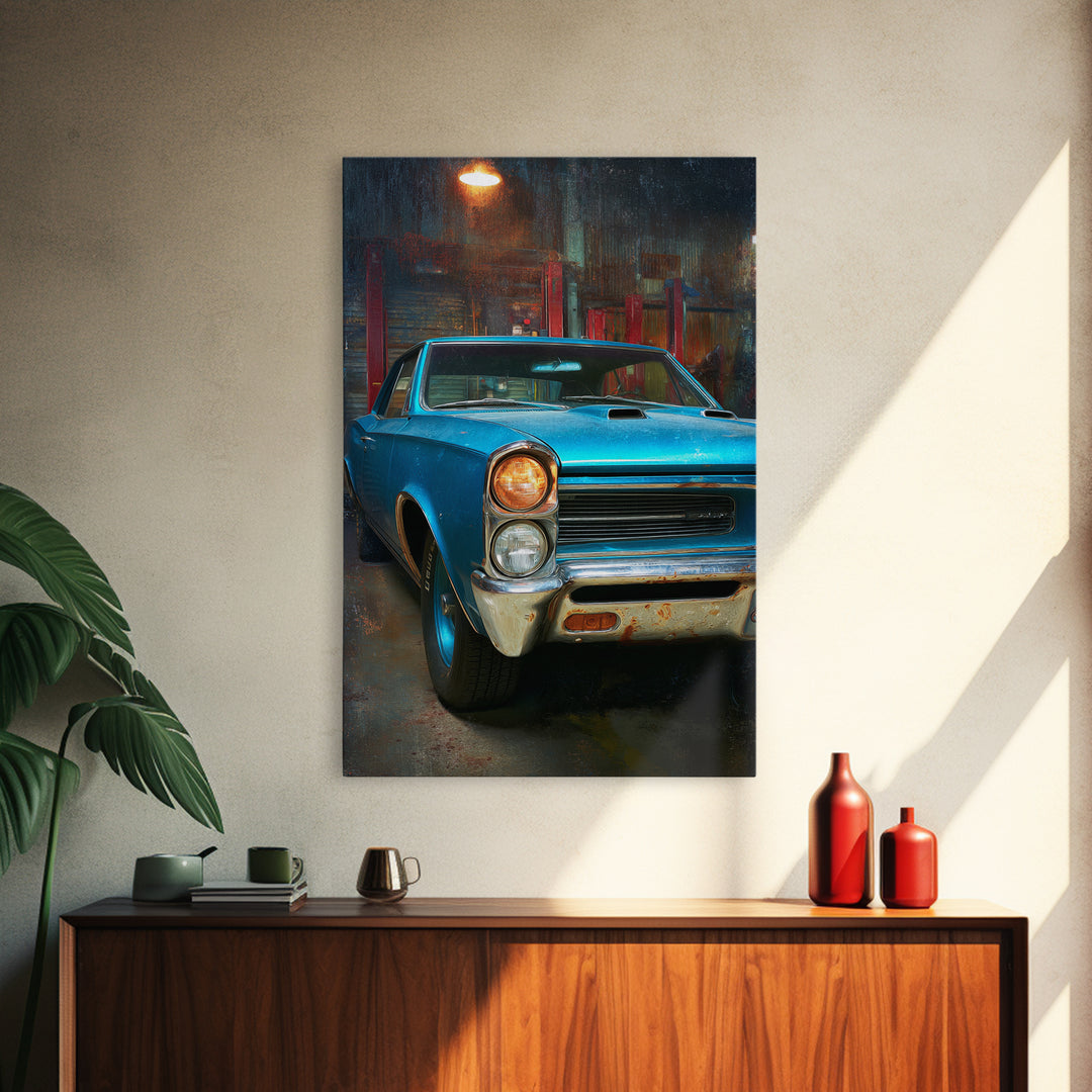 Classic Muscle Car Front Grill Canvas Print, Garage Art, Man Cave Decor, Garage Decor, Oil Painting, Motor, Garage Art Poster, GAR-2x3-57