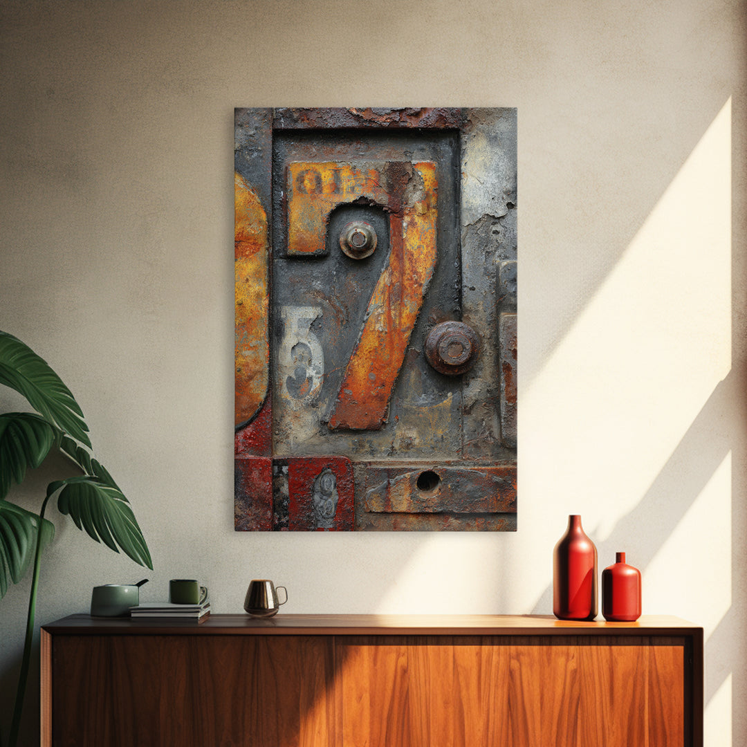 Rusty License Plate Collage Framed Canvas Print, Garage Art, Canvas Wall Art, Garage Decor, Fine Art, Motor, Autumn Wall Art, GAR-2x3-88