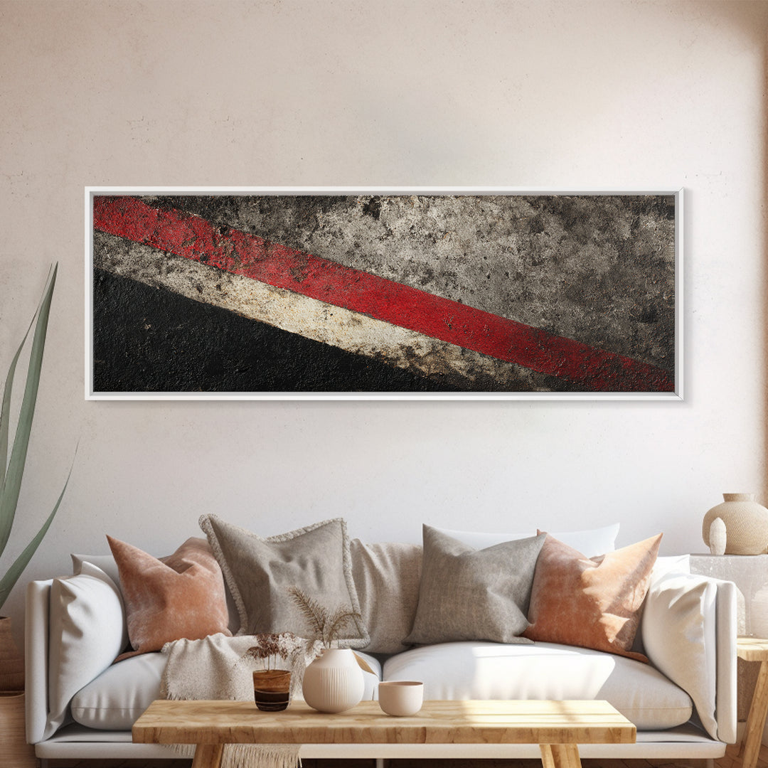 Black and Red Racing Stripe Abstraction Canvas Print, Garage Art, Modern Decor, Garage Decor, Fine Art, Motor, Home Decor, GAR-3x1-100