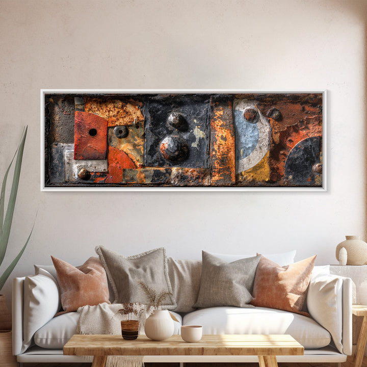Rusty License Plate Collage Canvas Print, Garage Art, Garage Decor, Fine Art, Motor, Room Decor, Textured Painting, GAR-3x1-24