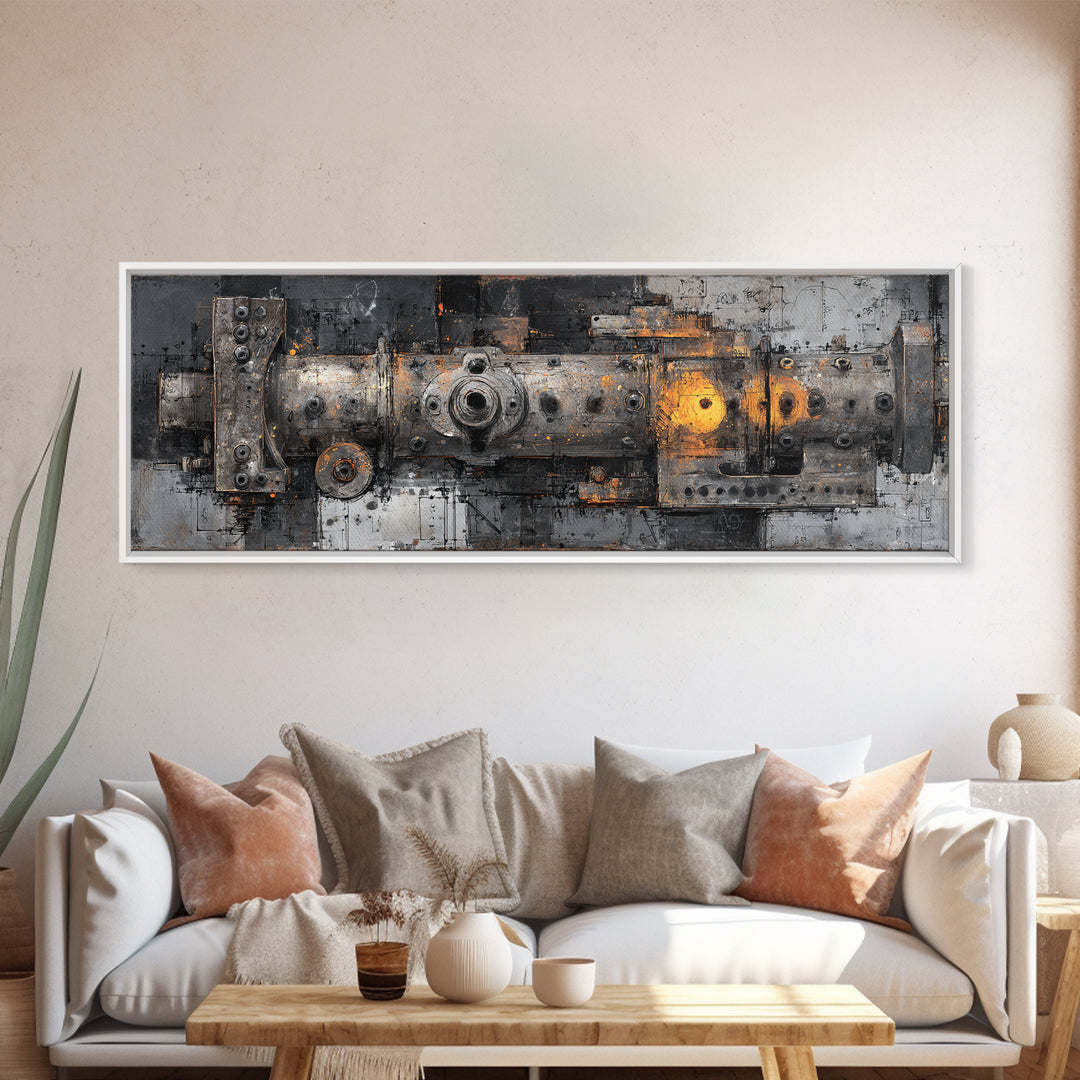 Engine Blueprint Technical Drawing Canvas Print, Garage Art, Canvas Print, Garage Decor, Fine Art, Motor, Garage Art Pinup, GAR-3x1-75
