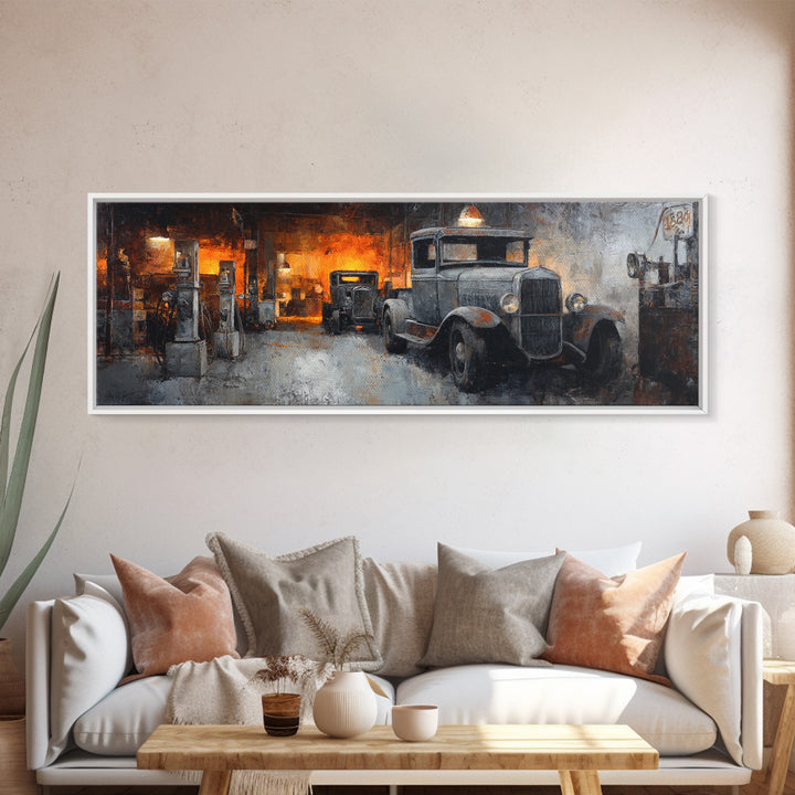 Route 66 Road Scene Without Text Framed Canvas Print, Garage Art, Game Room Art, Garage Decor, Fine Art, Motor, Fine Art Print, GAR-3x1-81