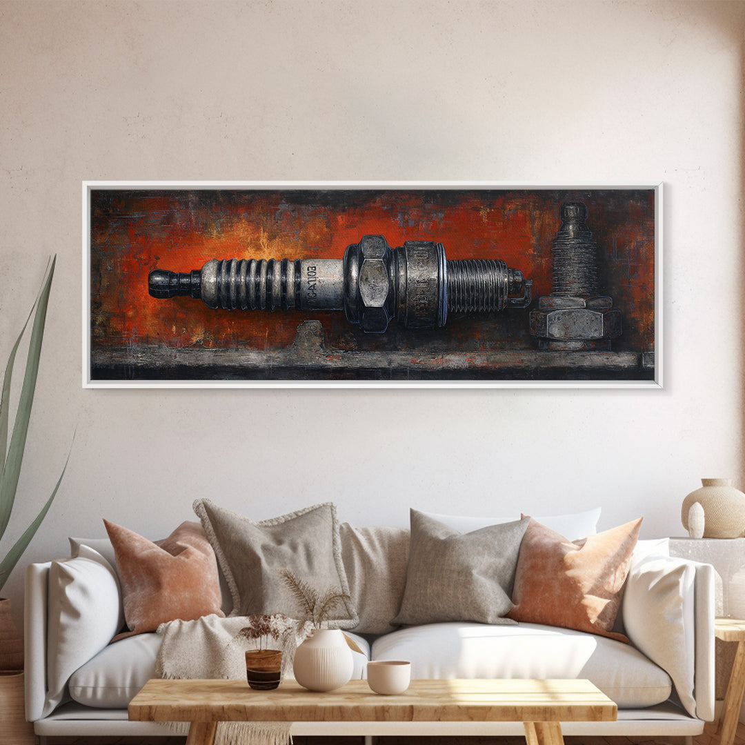 Spark Plug Botanical Specimen Drawing Canvas Print, Garage Art, Canvas Print, Garage Decor, Fine Art, Motor, Garage Art Pinup, GAR-3x1-86