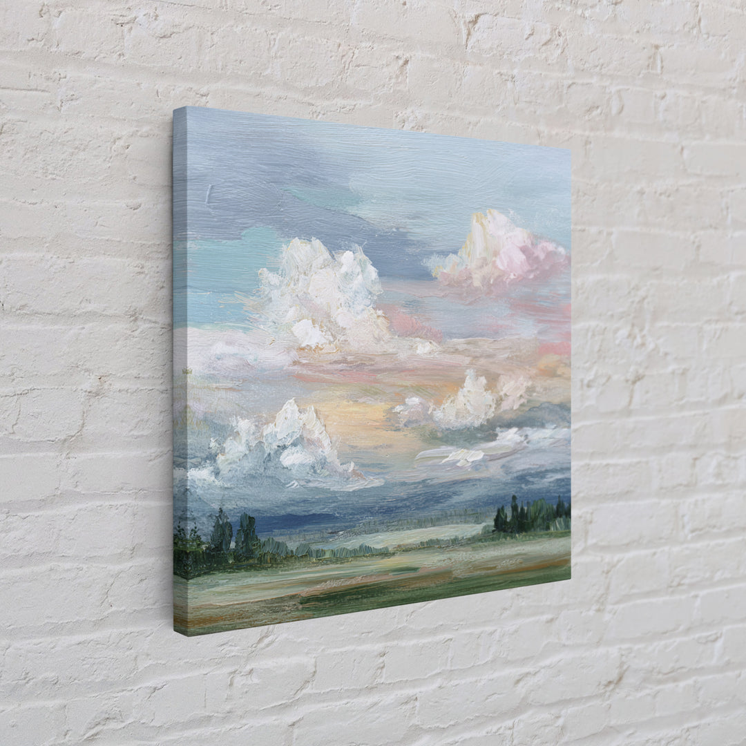 Romantic Cloudscape in Blush and Ivory Framed Canvas Print, Guest Bedroom Art, Digital Print, Bedroom Decor, Fine Art, Guest, GBA-1x1-11