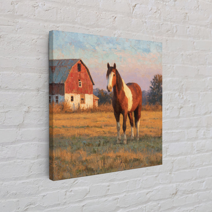 Quiet Horse Pasture at Sunset Framed Canvas Print, Guest Bedroom Art, Downloadable Prints, Bedroom Decor, Fine Art, Guest, GBA-1x1-21