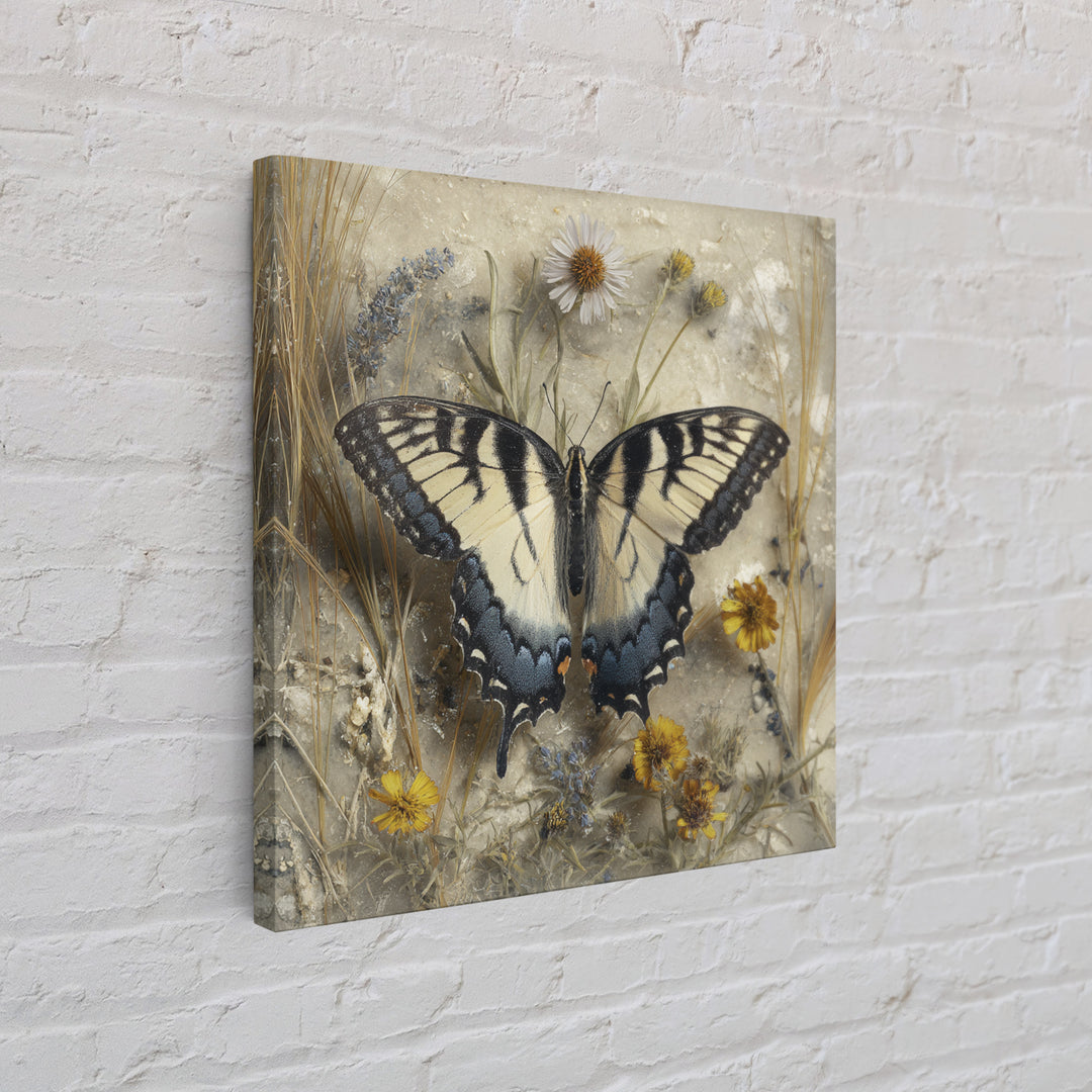 Garden Butterfly and Flowers Specimen Study Canvas Print, Guest Bedroom Art, Wall Art Prints, Bedroom Decor, Fine Art, Guest, GBA-1x1-23