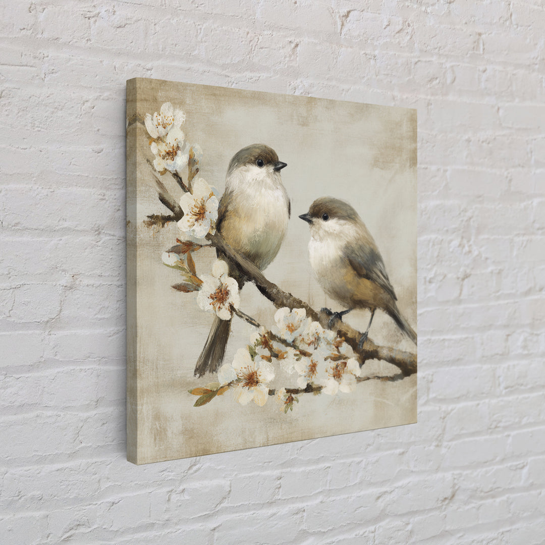 Small Bird Pair on Flowering Branch Framed Canvas Print, Guest Bedroom Art, Home, Bedroom Decor, Guest, Bedroom Wall Art, GBA-1x1-28