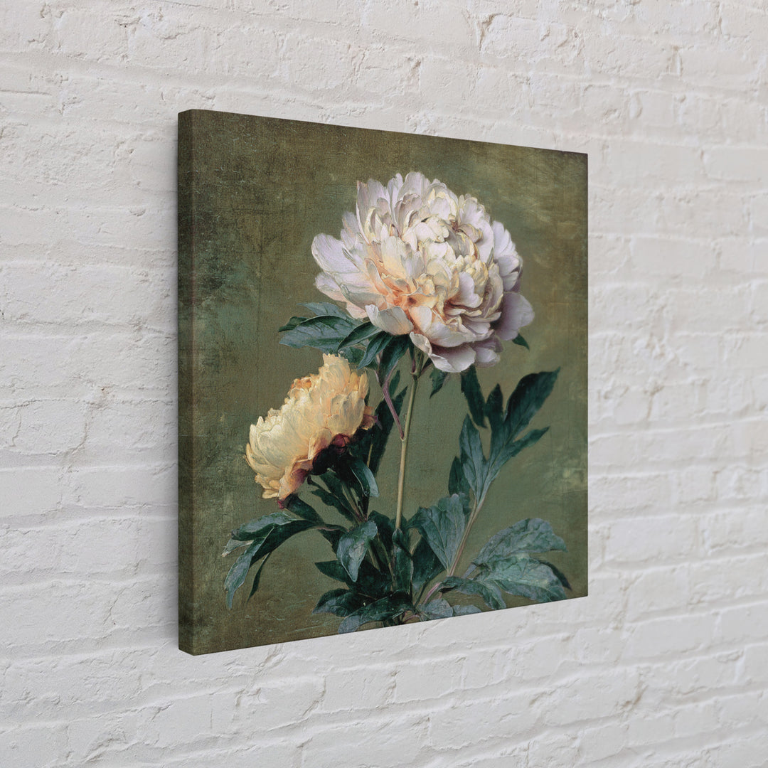 Neutral Peony Painting Framed Canvas Print, Guest Bedroom Art, Statement Artwork, Bedroom Decor, Fine Art, Guest, Wall Decor, GBA-1x1-33