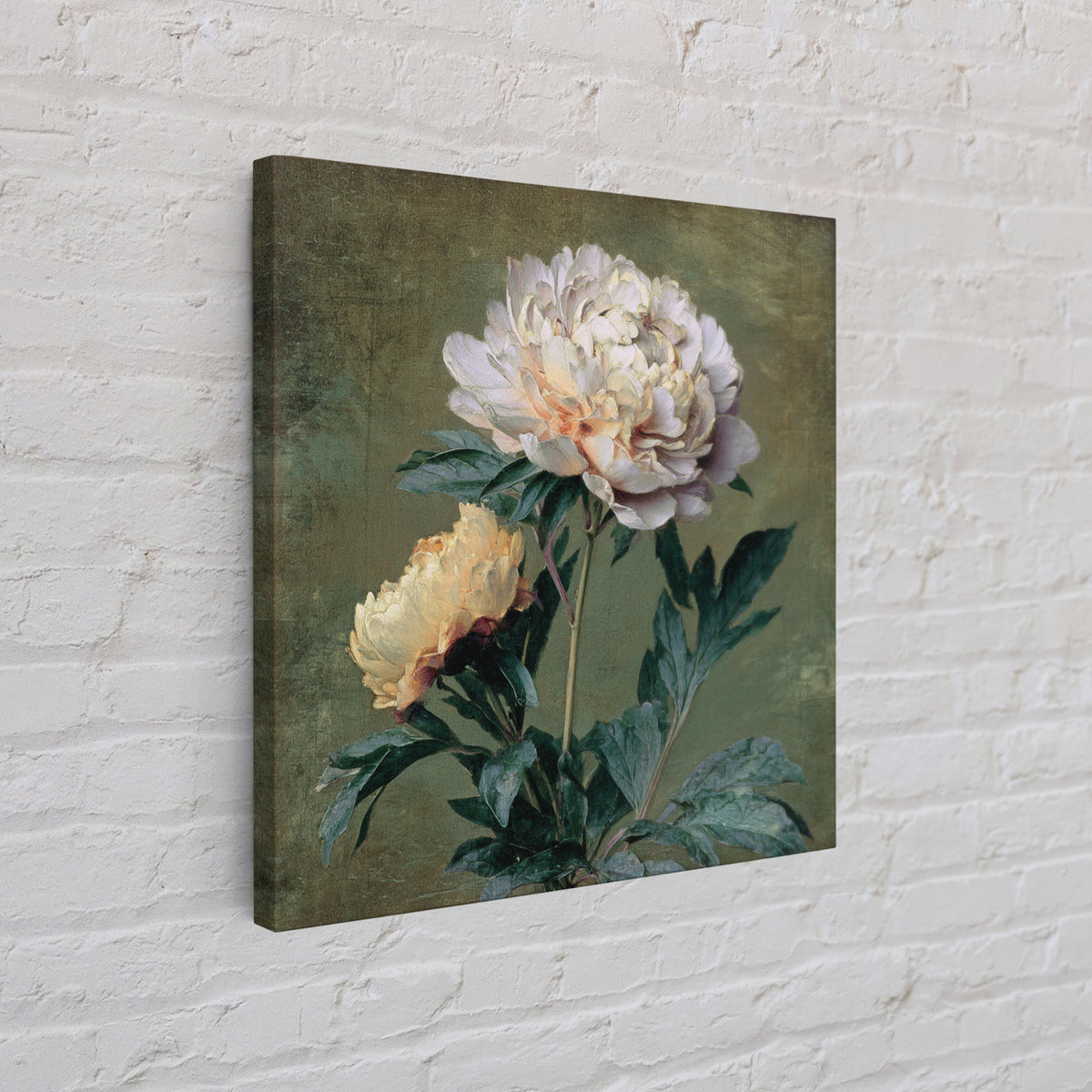 Neutral Peony Painting Framed Canvas Print, Guest Bedroom Art, Statement Artwork, Bedroom Decor, Fine Art, Guest, Wall Decor, GBA-1x1-33