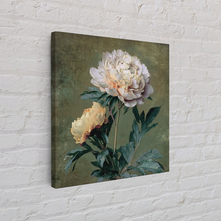 Neutral Peony Painting Framed Canvas Print, Guest Bedroom Art, Statement Artwork, Bedroom Decor, Fine Art, Guest, Wall Decor, GBA-1x1-33