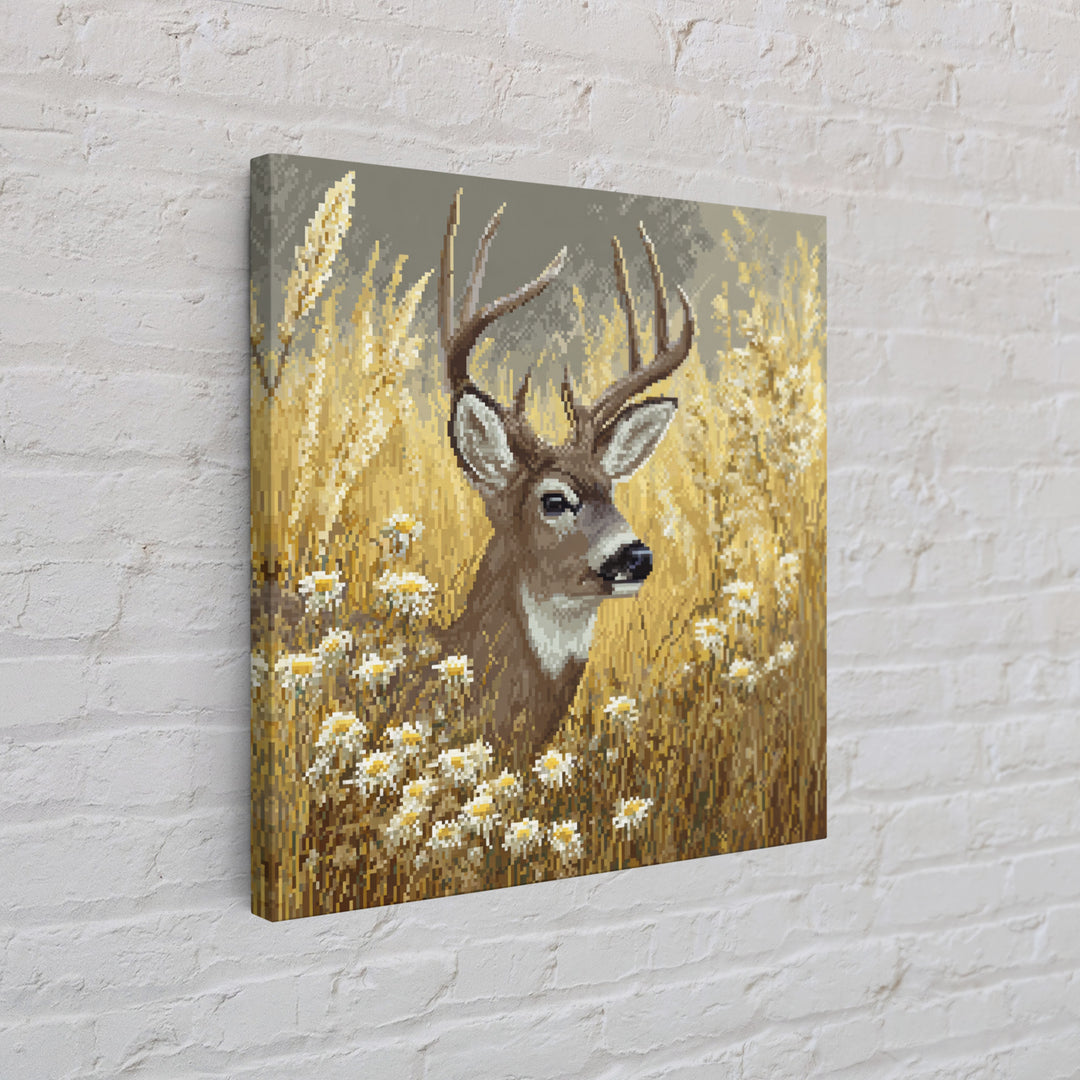 Sunlit Meadow with Delicate Flowers Framed Canvas Print, Guest Bedroom Art, Living Room Wall Art, Bedroom Decor, Guest, GBA-1x1-39