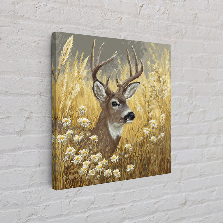 Sunlit Meadow with Delicate Flowers Framed Canvas Print, Guest Bedroom Art, Living Room Wall Art, Bedroom Decor, Guest, GBA-1x1-39