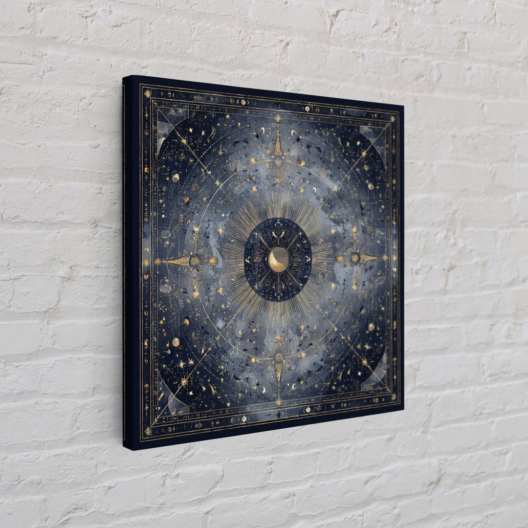 Minimal Moon and Stars Composition Framed Canvas Print, Guest Bedroom Art, Set of 3 Wall Art, Bedroom Decor, Fine Art, Guest, GBA-1x1-64