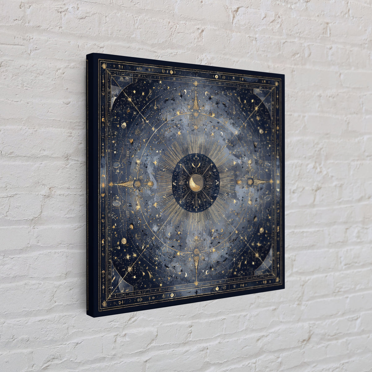 Minimal Moon and Stars Composition Framed Canvas Print, Guest Bedroom Art, Set of 3 Wall Art, Bedroom Decor, Fine Art, Guest, GBA-1x1-64