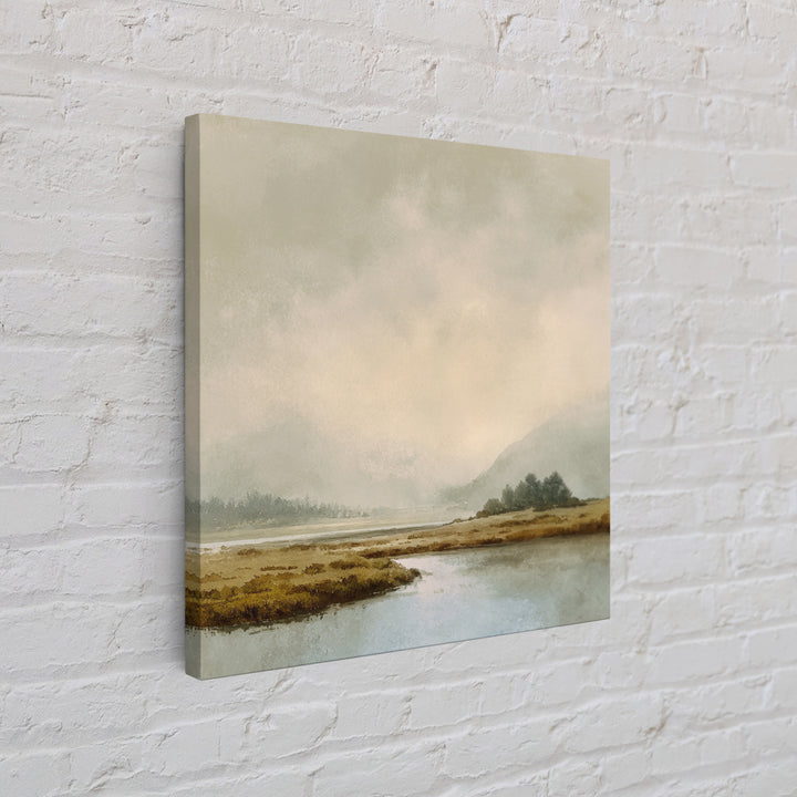 Soft Mountain Horizon Framed Canvas Print, Guest Bedroom Art, Bedroom Decor, Oil Painting, Guest, Above Bed Decor, GBA-1x1-7