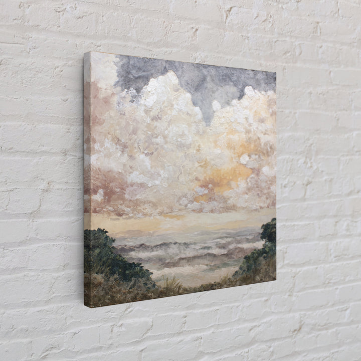 Romantic Cloudscape in Blush and Ivory Framed Canvas Print, Guest Bedroom Art, Statement Artwork, Bedroom Decor, Guest, GBA-1x1-83