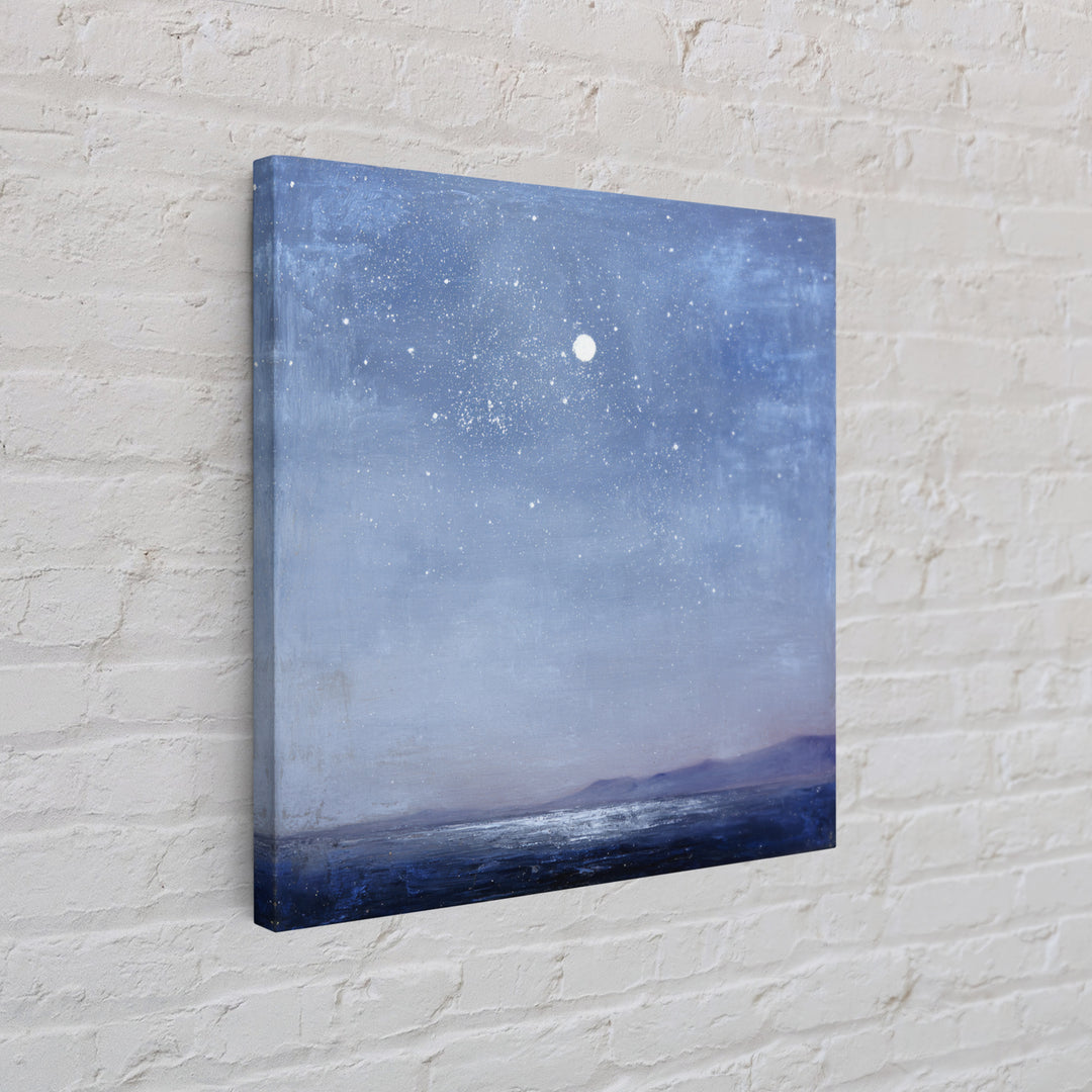 Minimal Moon and Stars Composition Framed Canvas Print, Guest Bedroom Art, Textured Painting, Bedroom Decor, Fine Art, Guest, GBA-1x1-88