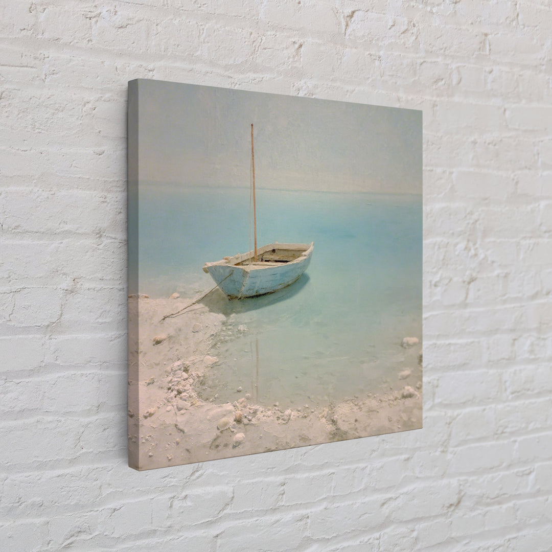 Soft Watercolor Sailboat on Quiet Water Canvas Print, Guest Bedroom Art, Farmhouse Wall Art, Bedroom Decor, Fine Art, Guest, GBA-1x1-90