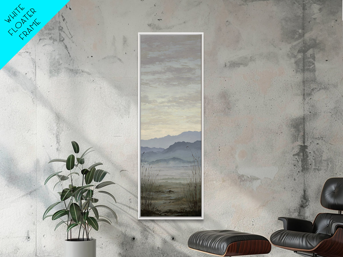 Soft Mountain Horizon Framed Canvas Print, Guest Bedroom Art, Poster, Bedroom Decor, Oil Painting, Guest, Farmhouse Decor, GBA-1x3-19