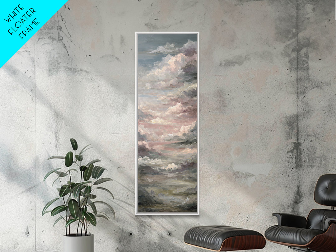 Romantic Cloudscape in Blush and Ivory Framed Canvas Print, Guest Bedroom Art, Wall Art Prints, Bedroom Decor, Fine Art, Guest, GBA-1x3-47