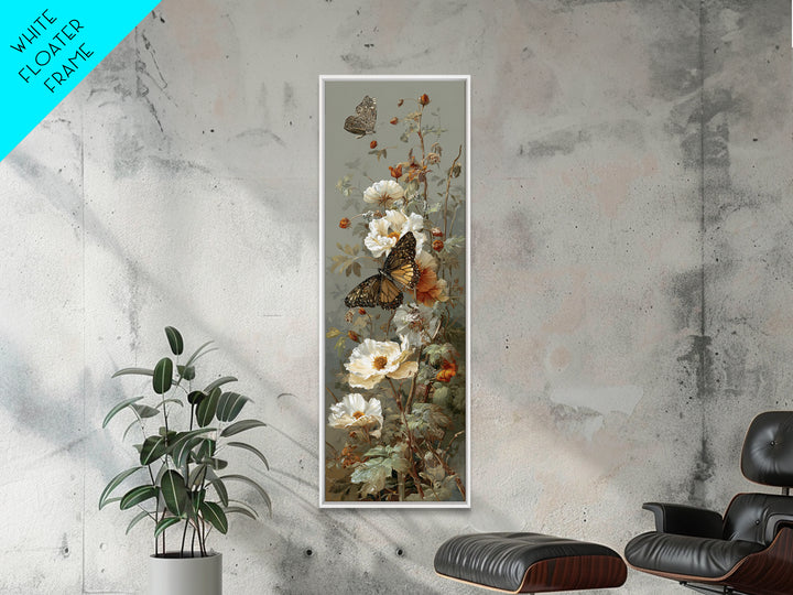 Garden Butterfly and Flowers Specimen Study Canvas Print, Guest Bedroom Art, Digital Print, Bedroom Decor, Oil Painting, Guest, GBA-1x3-59