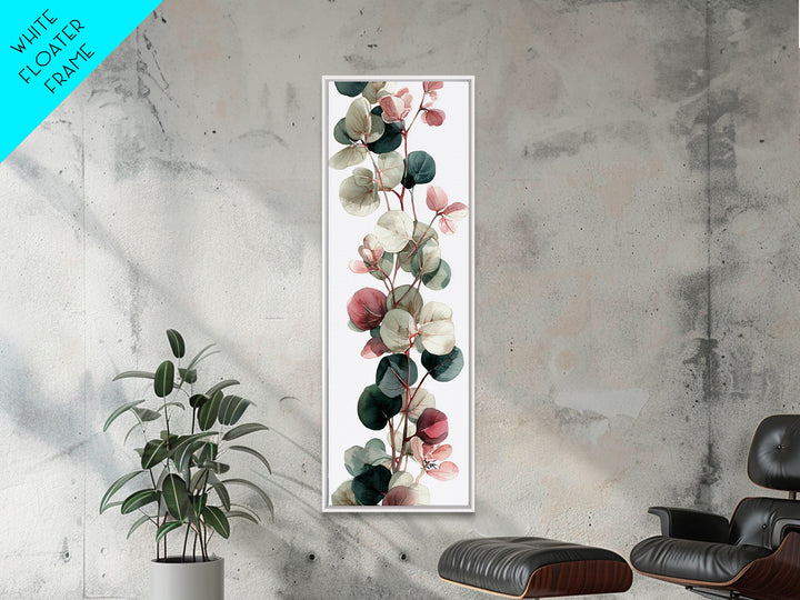 Calming Eucalyptus Watercolor Branches Framed Canvas Print, Guest Bedroom Art, Farmhouse Wall Art, Bedroom Decor, GBA-1x3-70