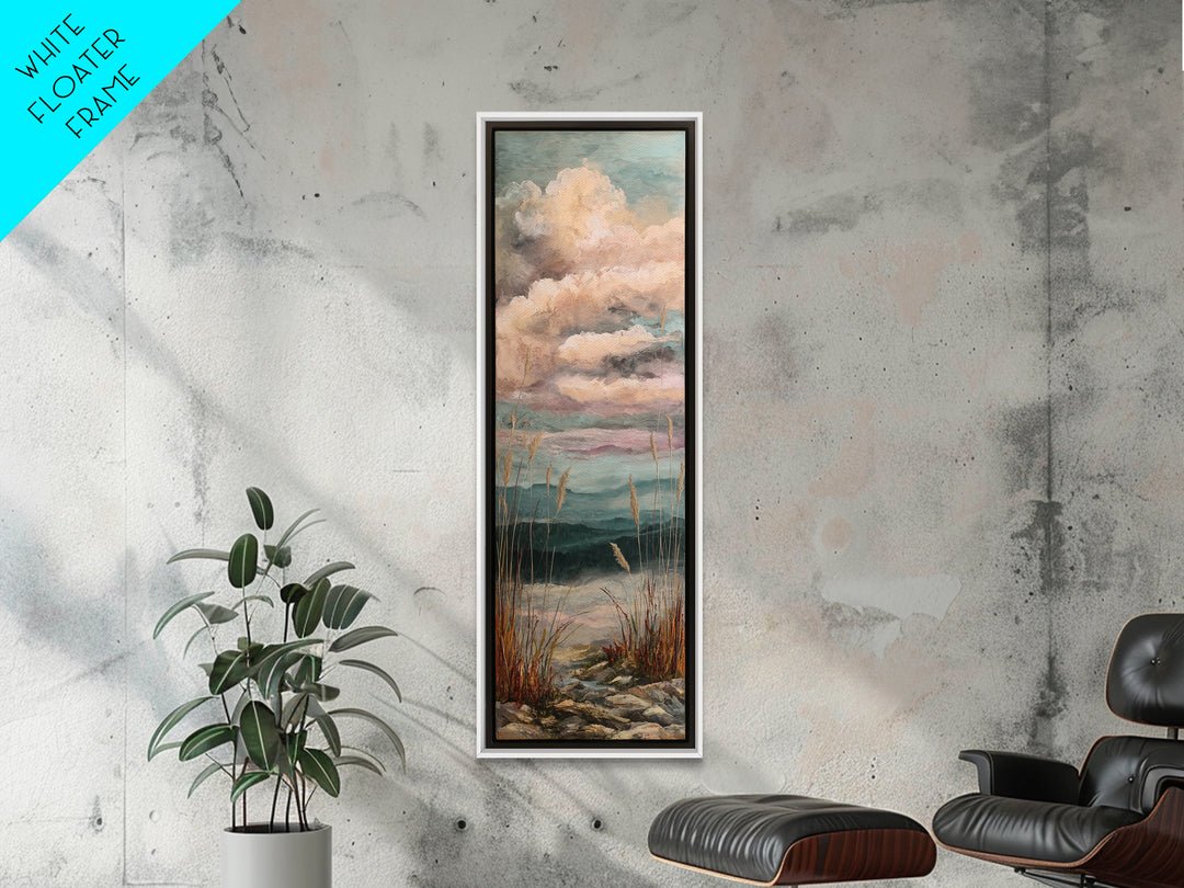Romantic Cloudscape in Blush and Ivory Framed Canvas Print, Guest Bedroom Art, Bedroom Wall Decor, Bedroom Decor, Guest, GBA-1x3-71
