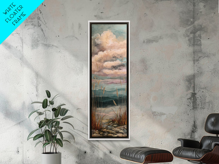 Romantic Cloudscape in Blush and Ivory Framed Canvas Print, Guest Bedroom Art, Bedroom Wall Decor, Bedroom Decor, Guest, GBA-1x3-71