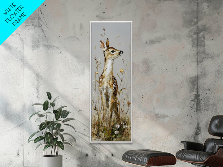 Sunlit Meadow with Delicate Flowers Framed Canvas Print, Guest Bedroom Art, Cat Wall Art, Bedroom Decor, Oil Painting, Guest, GBA-1x3-75